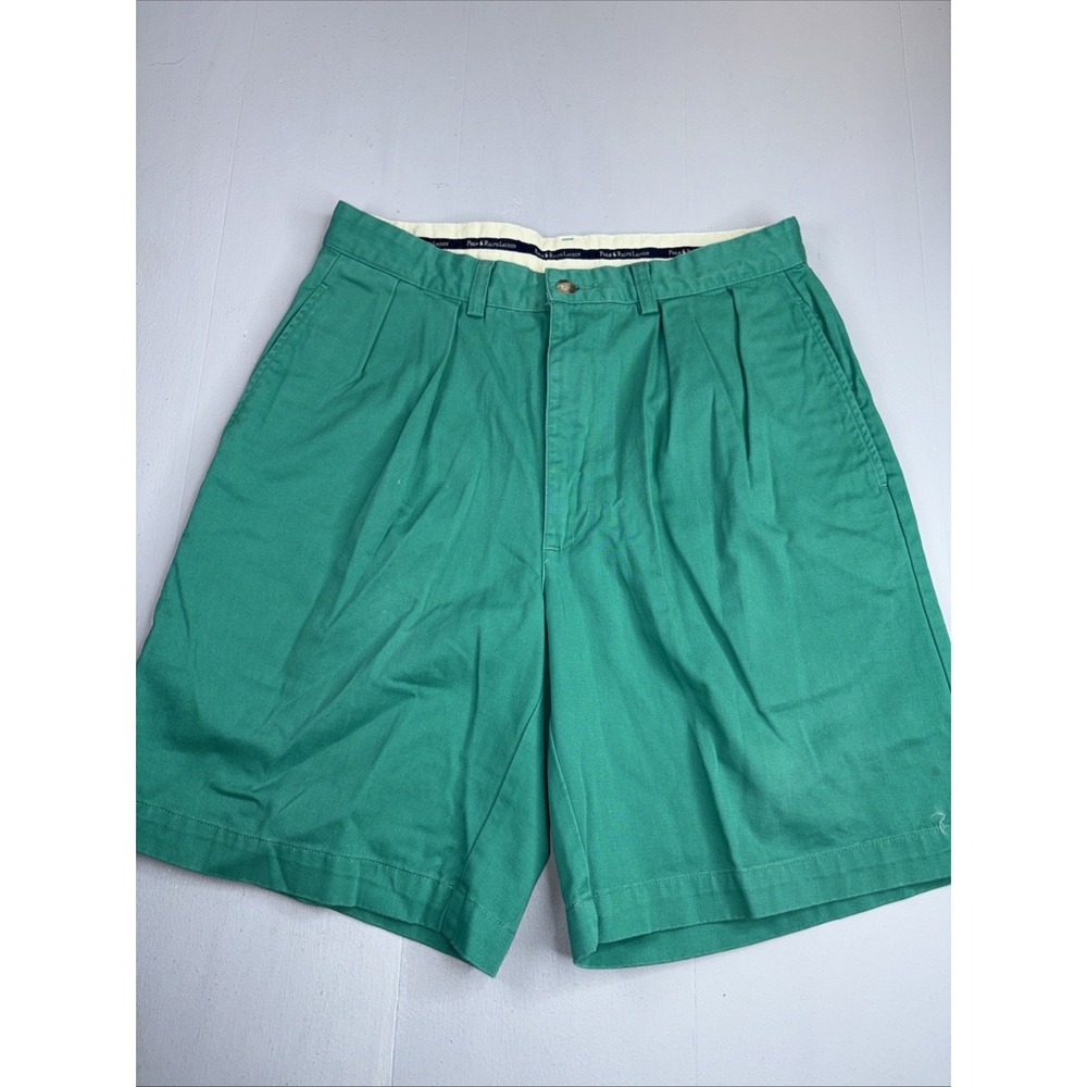 Polo Ralph Lauren Chino Shorts Men's 31 Bright Green Gordon Flat Front Chino VTG